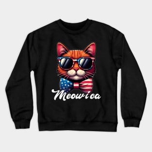Funny Meowica 4Th Of July Kitty Kitten Cat Lover Crewneck Sweatshirt